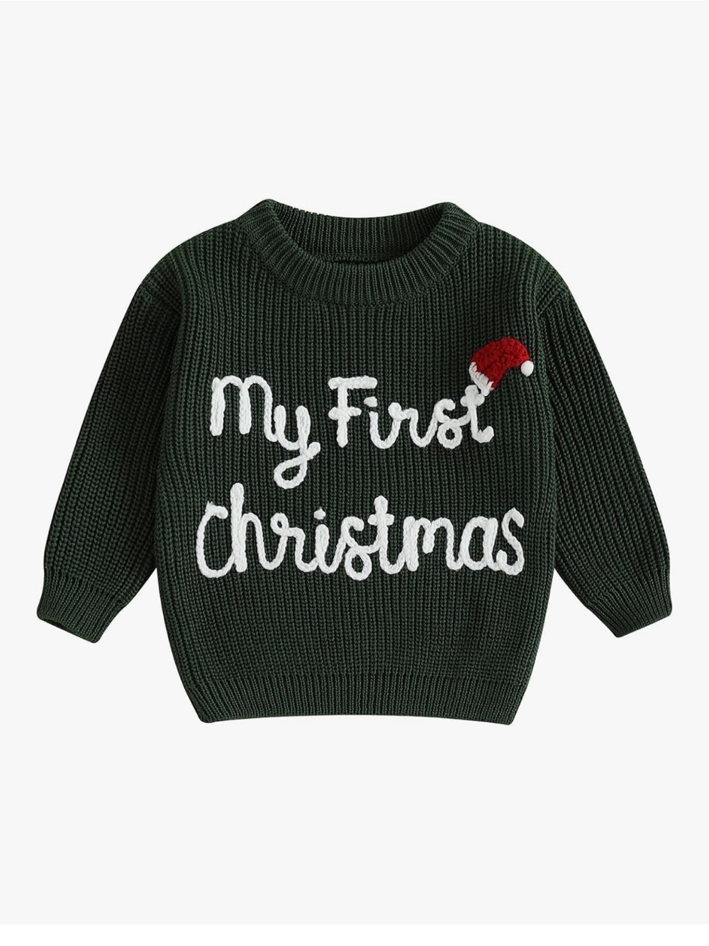 “My first Christmas” green sweater